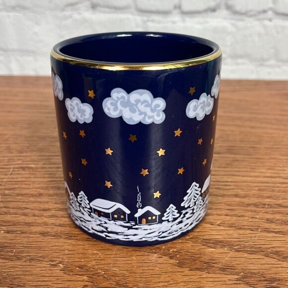 Waechtersbach Winter Dreams COFFEE MUG CUP Christmas Cobalt Blue W. Germany EUC - Picture 4 of 6